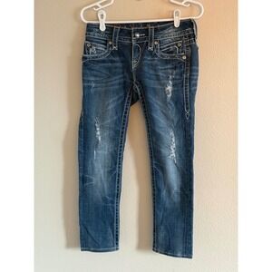 Rock Revival Womens Noelle Skinny Jeans Embellished Rhinestone Distressed siz 26